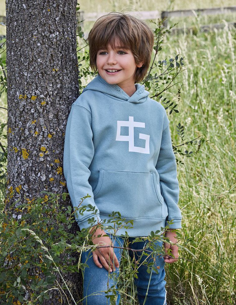 Sudadera Con Capucha Con Estampado Blanco Azul Nuevo 