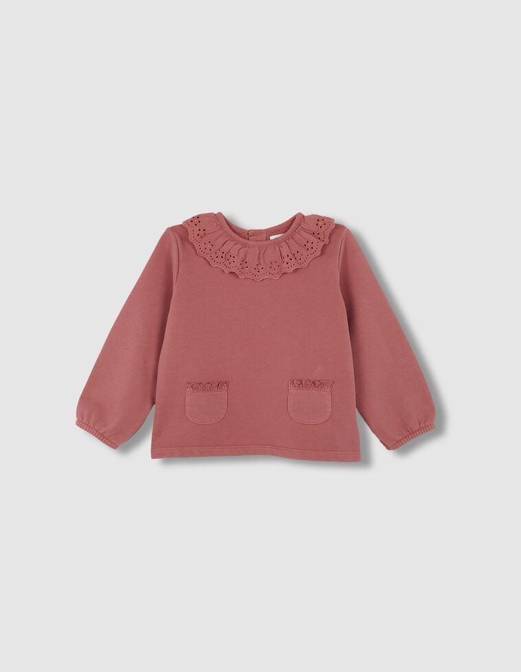 Sudadera con tira bordada en cuello y bolsillos