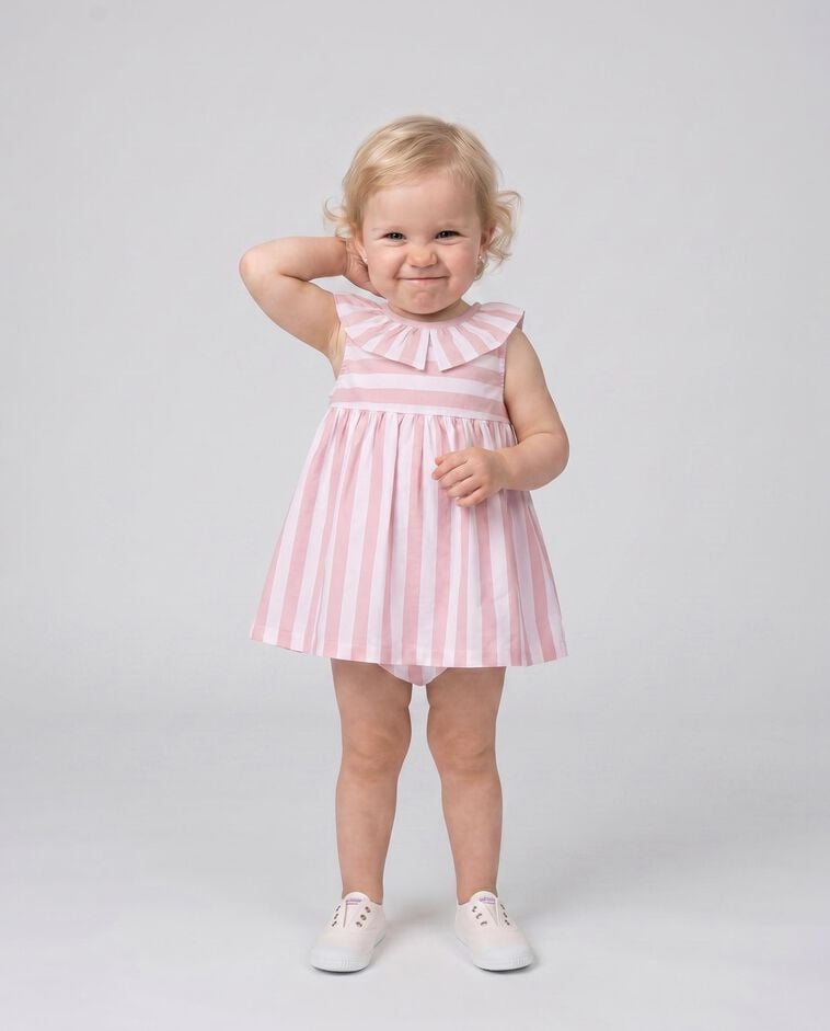 Vestido blanco de punto con rayas