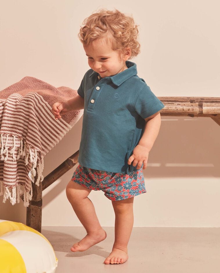 Polo b&aacute;sico de piqu&eacute; azul