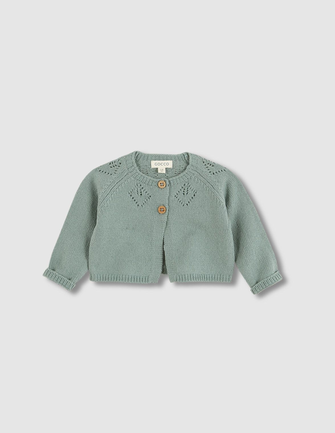 Chaqueta con detalle calado verde Primera puesta Gocco