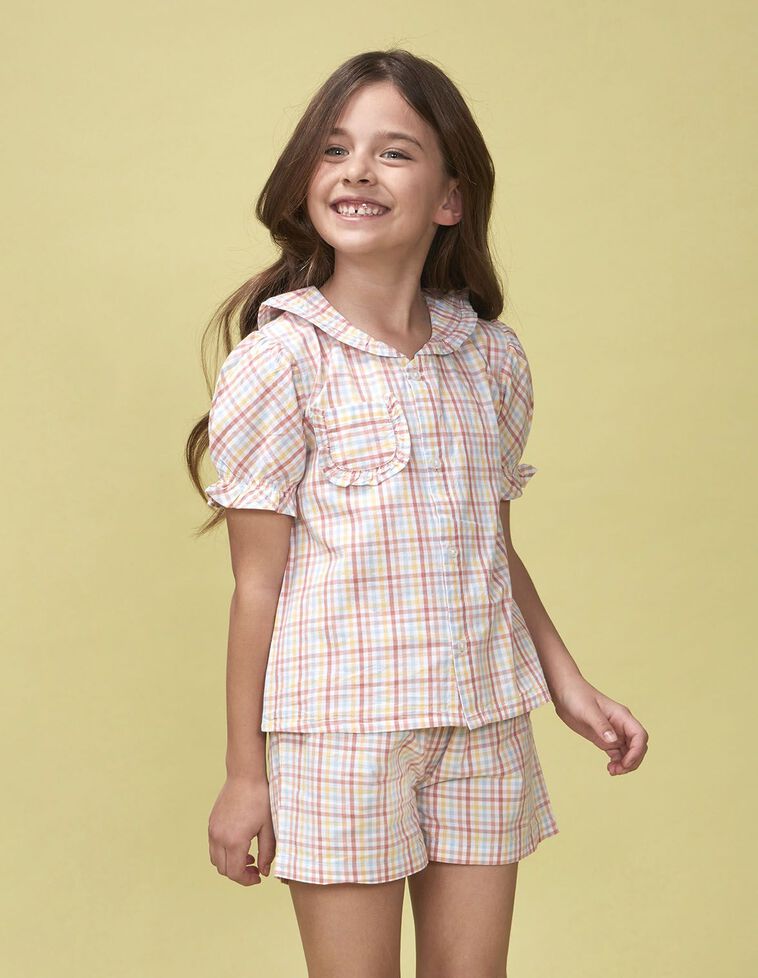 Pijama cuadros blanco