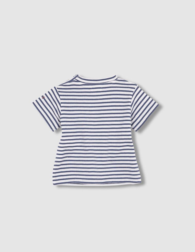 Camiseta de rayas azules y blancas