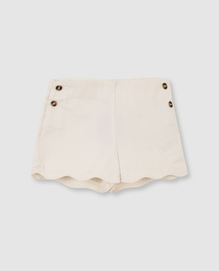 Pantal&oacute;n corto borde ondulado blanco