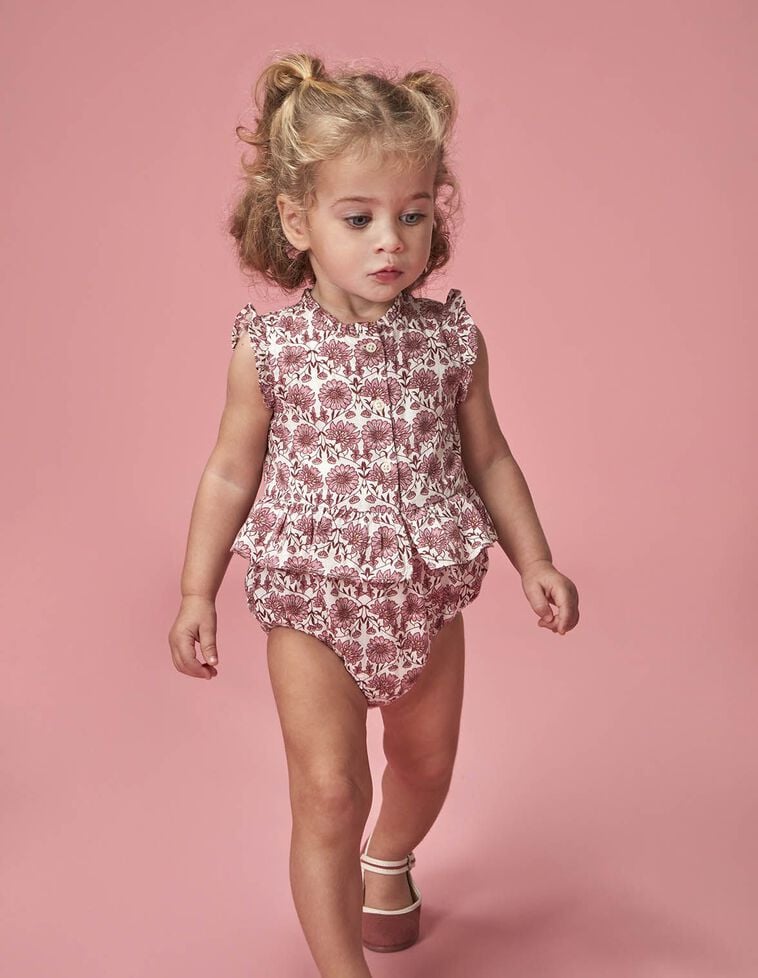 Ranita estampada con volantes rosa