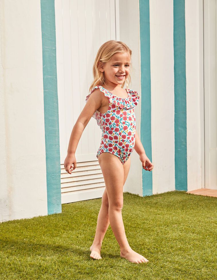 Bañador con estampado de flores corales