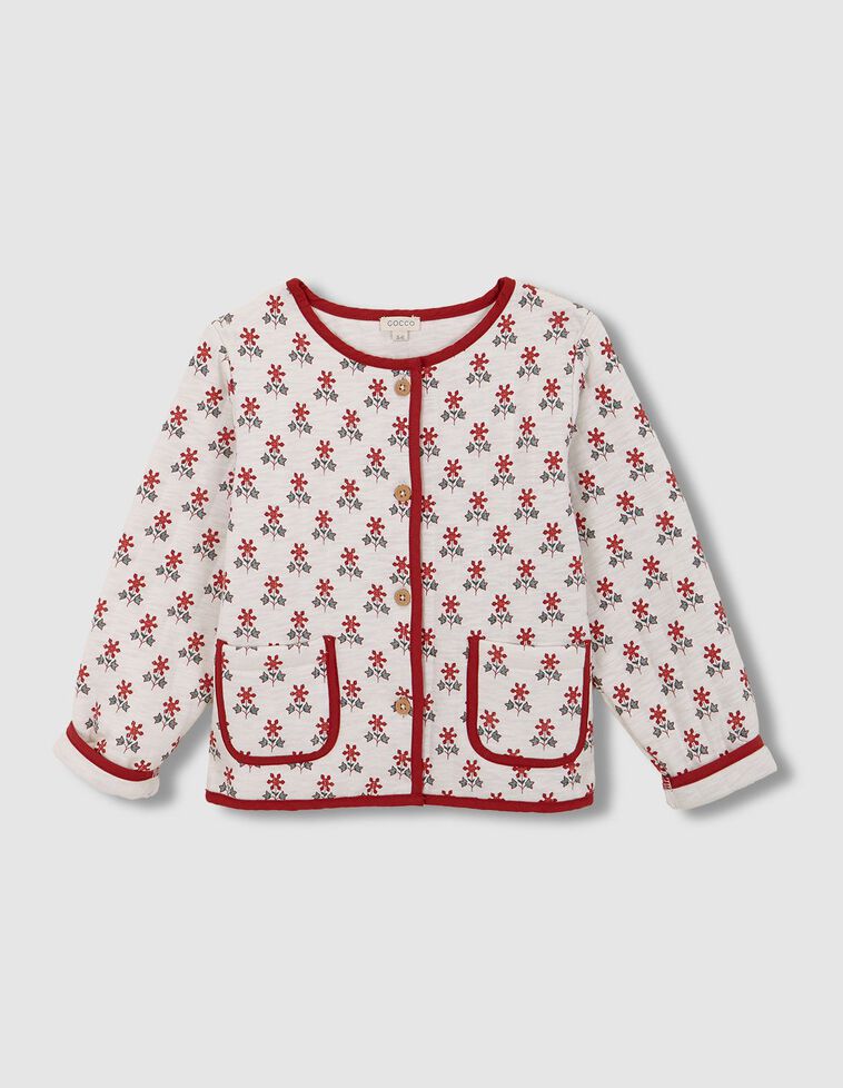 Sudadera acolchada estampada con vivos blanco