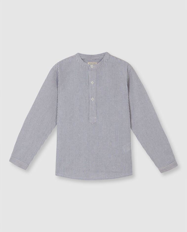 Camisa lino de rayas azul