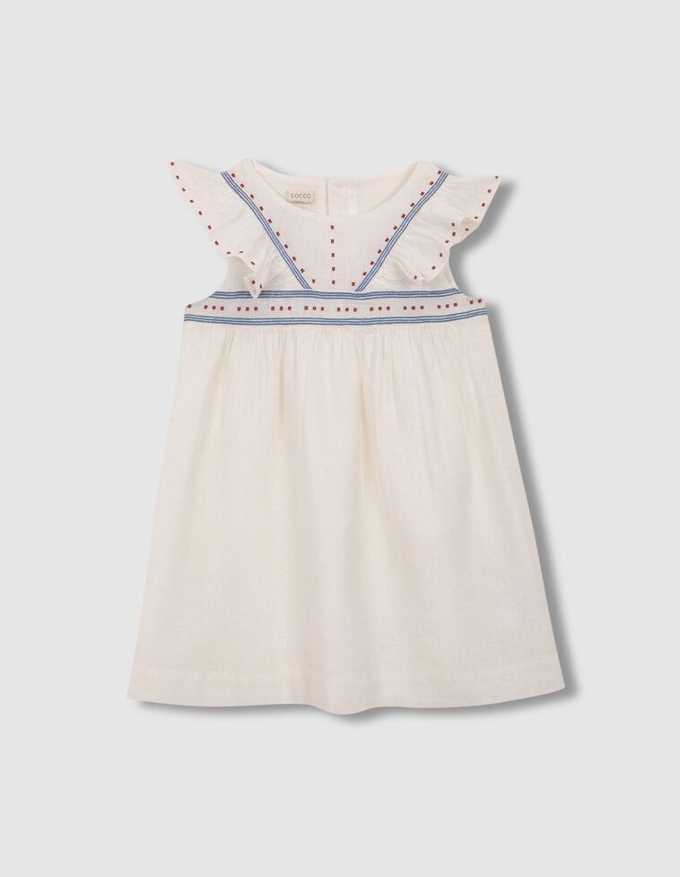 Vestido con bordados a contraste blanco