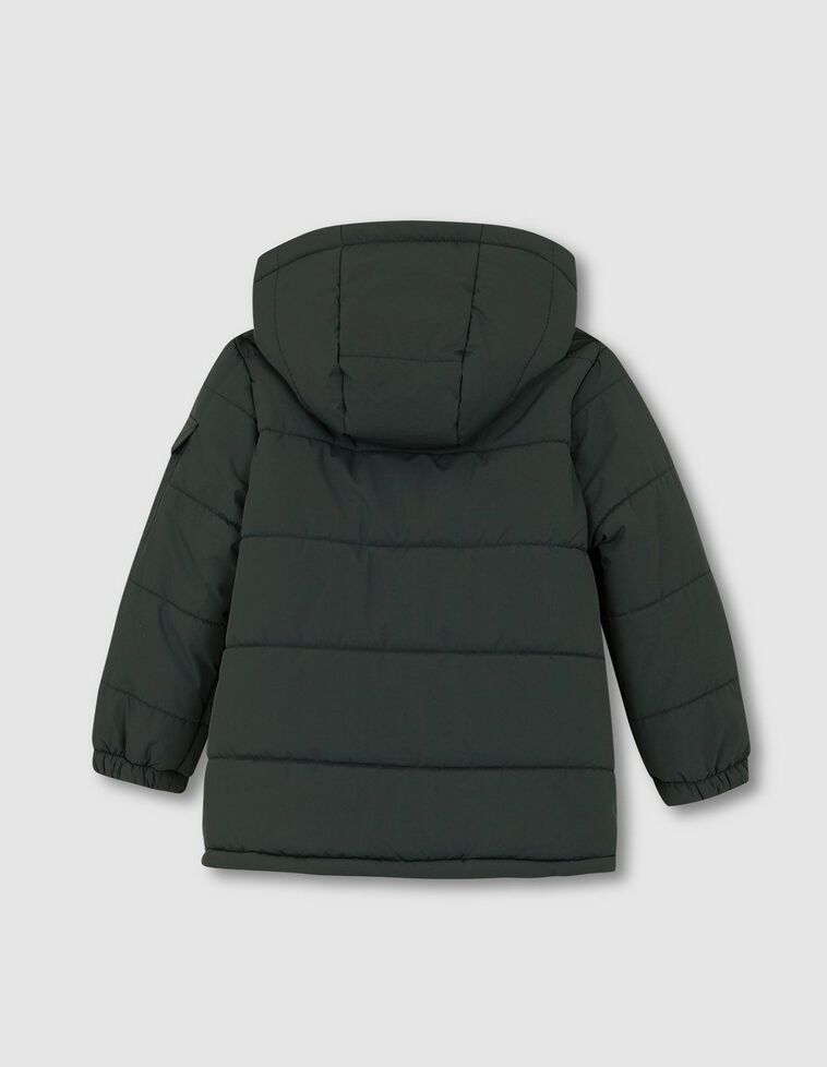 Abrigo Plumas Con Capucha  Verde Oscuro