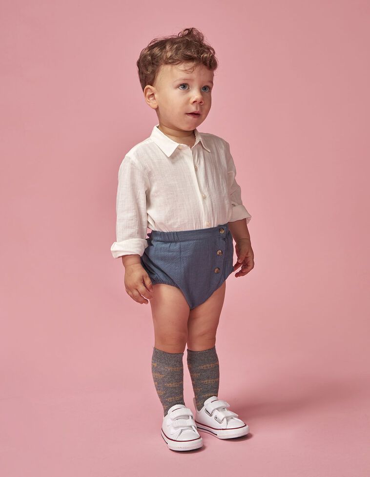 Camisa body cuello pico blanco