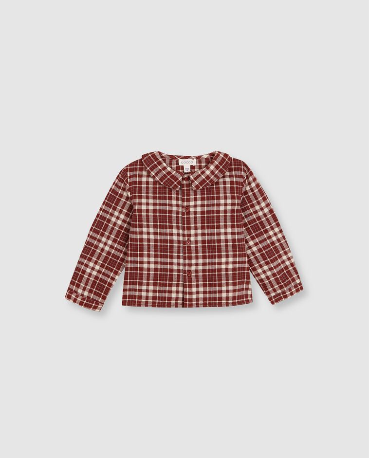 Camisa de cuadros naranja beb&eacute;