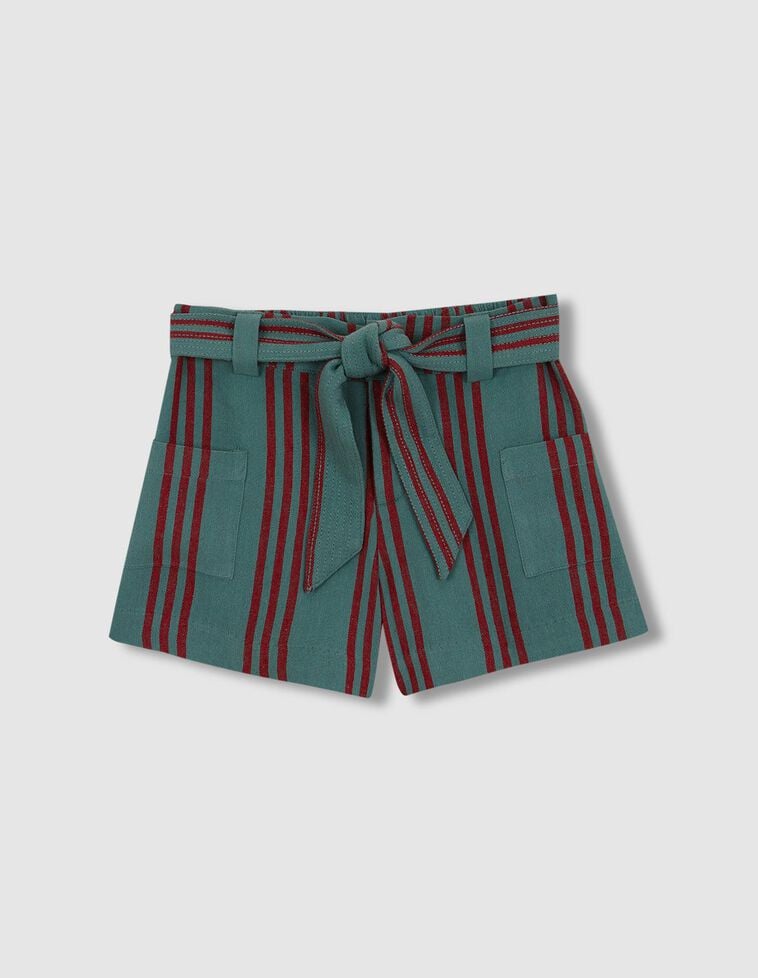 Pantalón corto rayas verde