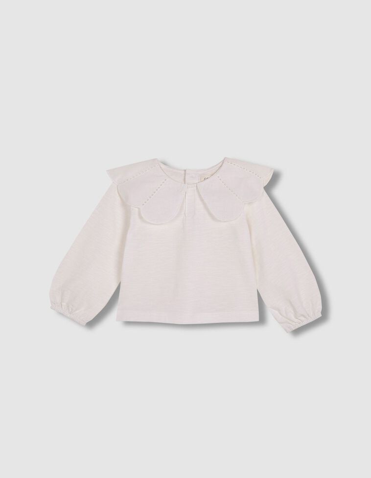 Camiseta cuello tiras bordadas blanco