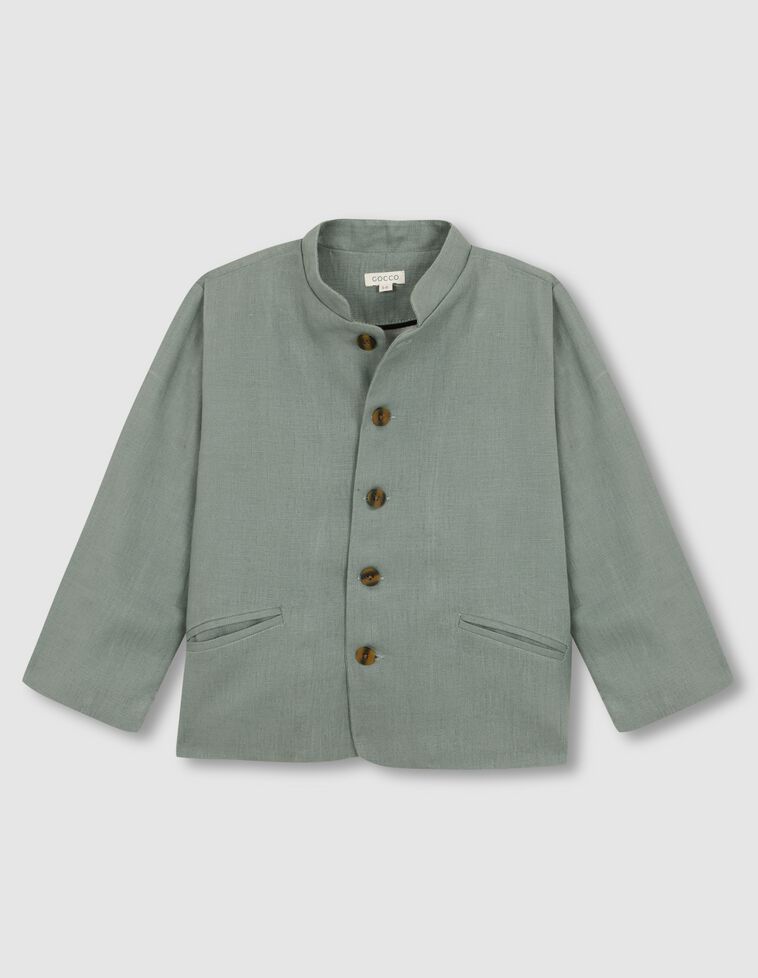 Chaqueta  de lino cuello mao verde