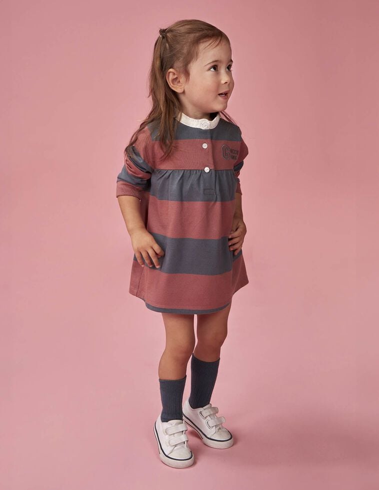 Vestido polo rayas rosa