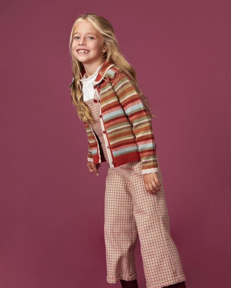Chaqueta con motivos de jacquard y canal naranja ni&ntilde;a