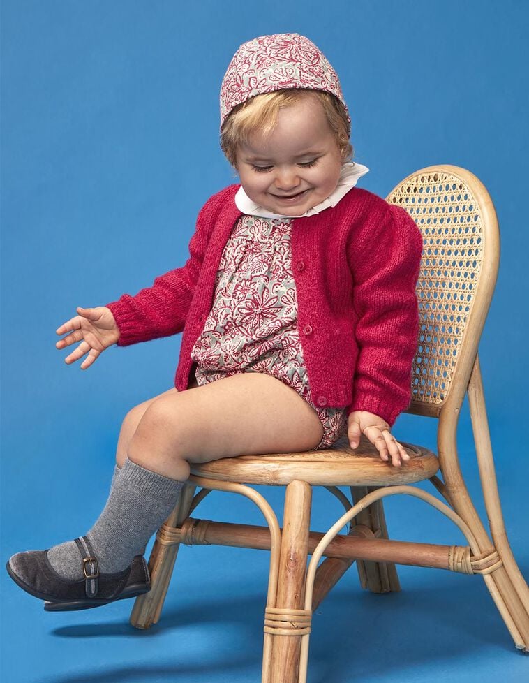 Chaqueta abullonada rosa con lana