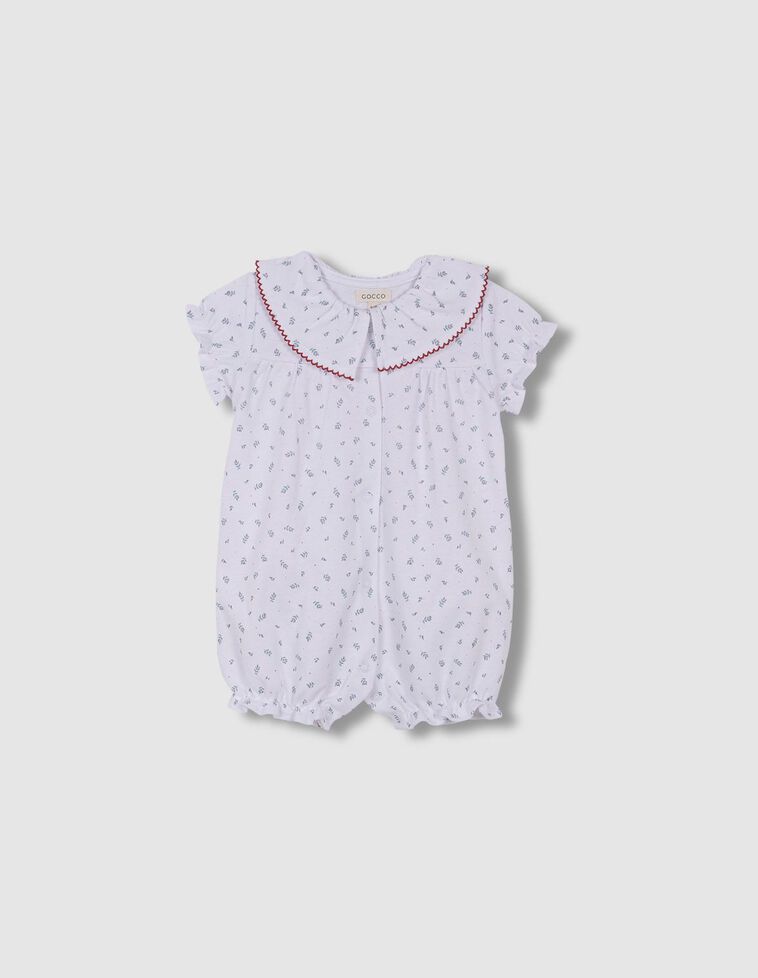 Pijama corto estampado flores blanco 