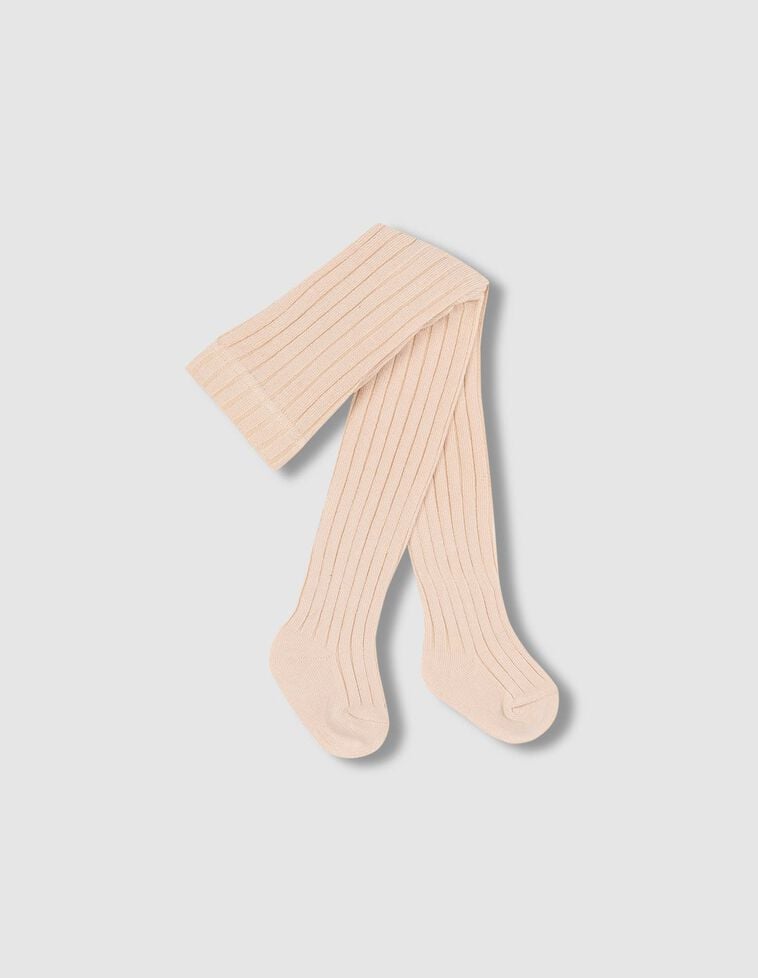 Leotardos de canalé beige claro