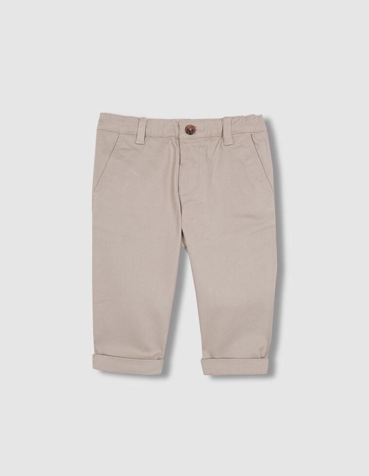 Pantalón chino con goma en la cintura piedra