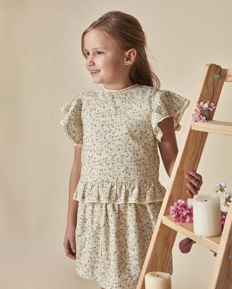 Camisa estampada manga corta piedra