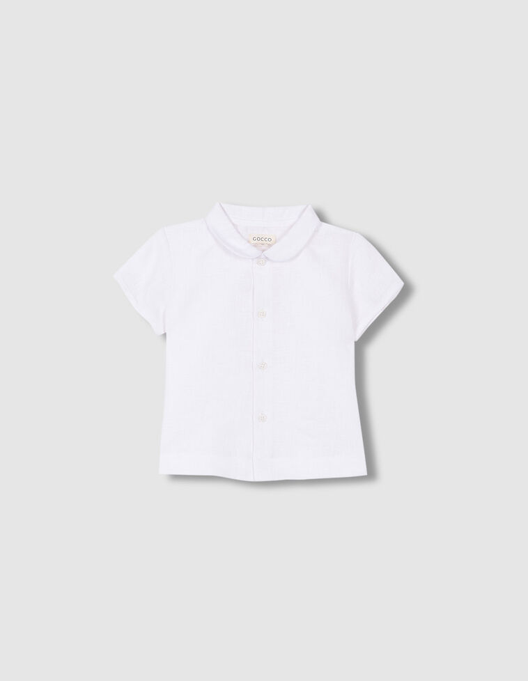 Camisa manga corta lino blanca