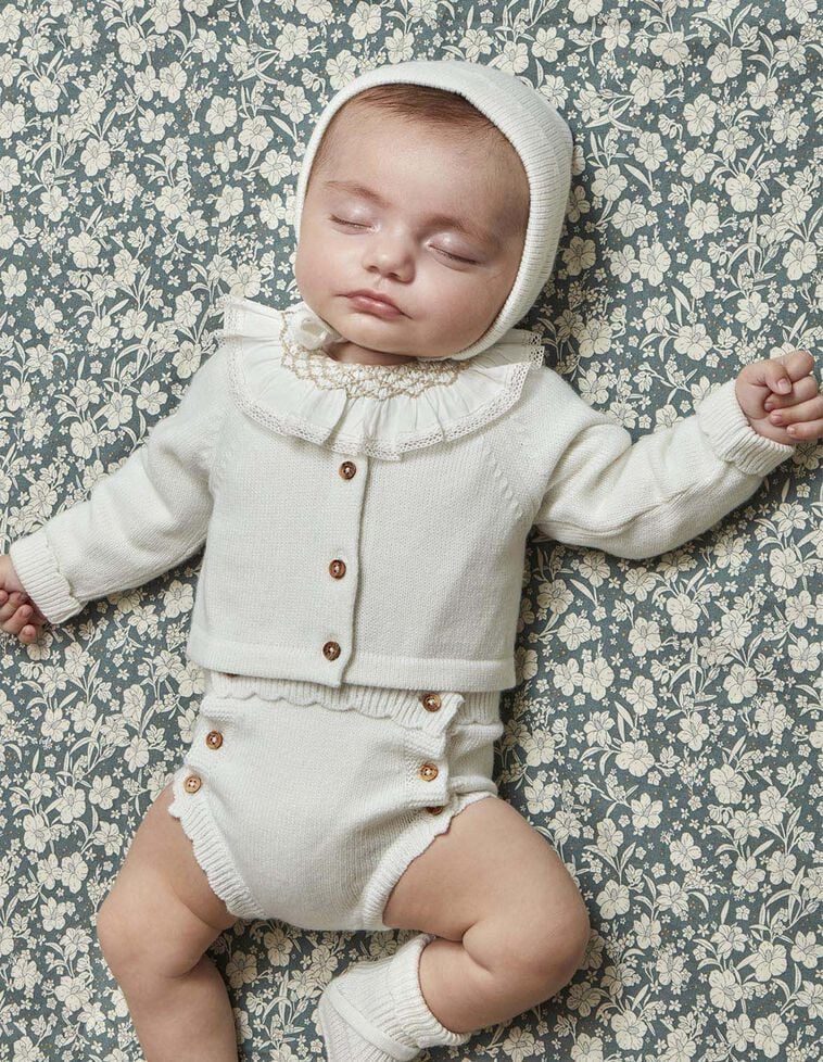 Chaqueta ondas crudo con lana