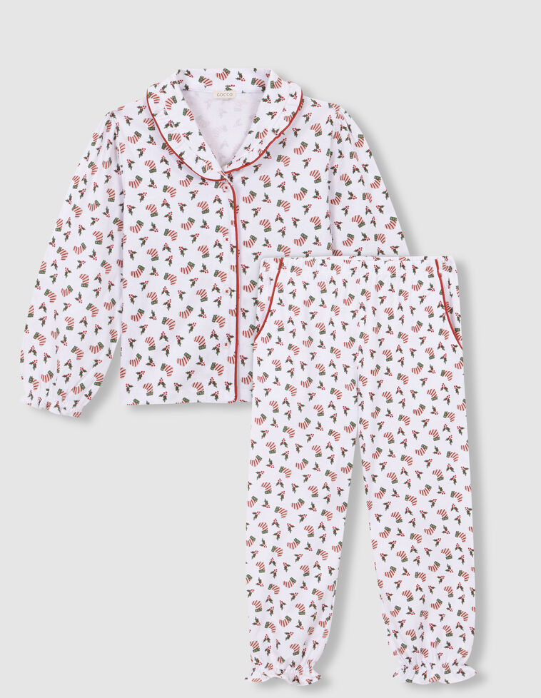 Pijama de navidad con vivo a contraste blanco