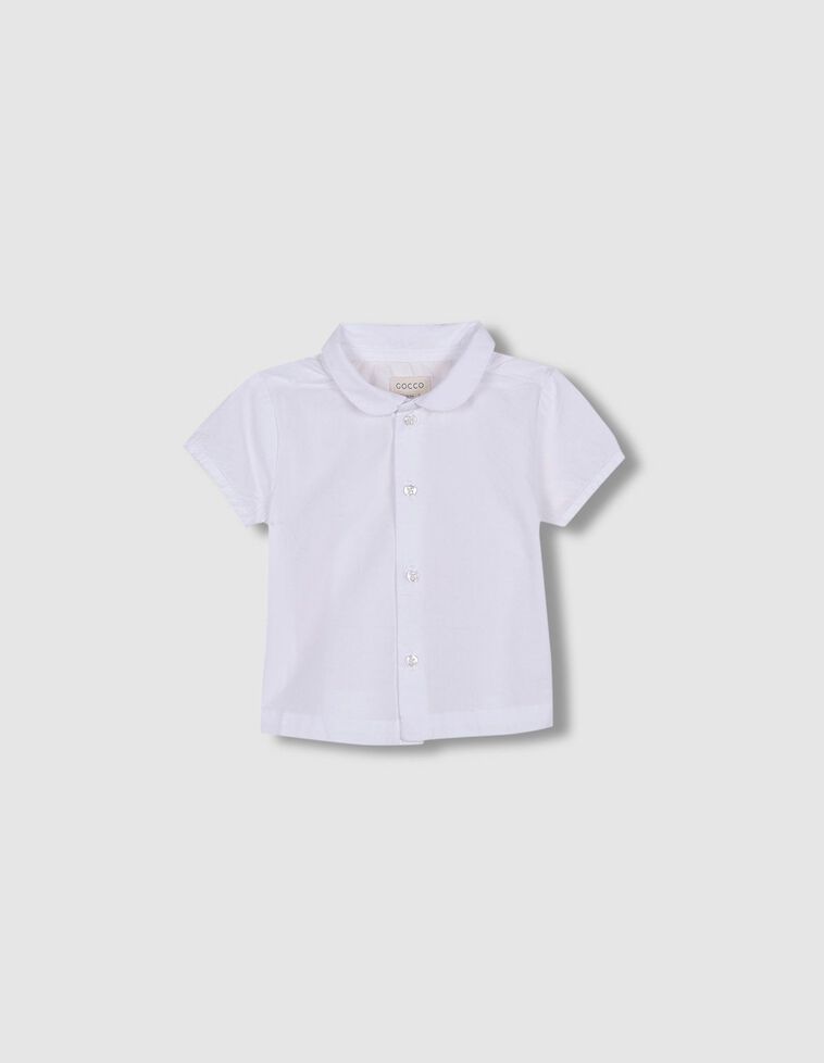 Camisa manga corta de popelín blanco