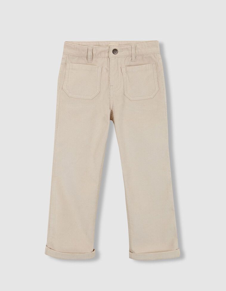 Pantalon de pana con bolsillos delanteros y espalda piedra