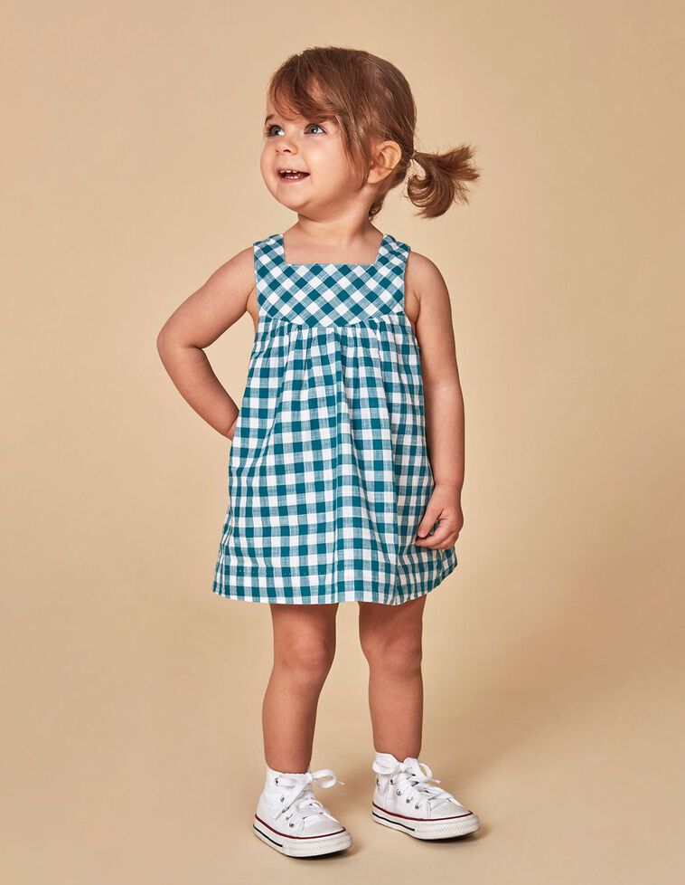 Vestido vichy verde petróleo