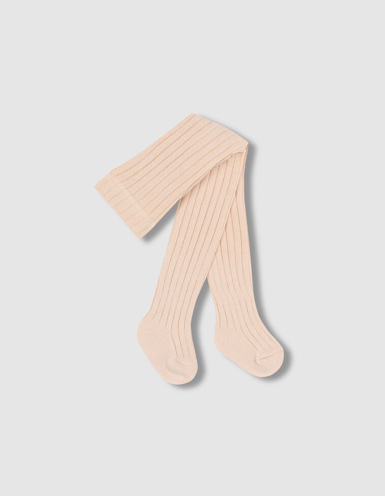 Leotardos de canalé beige claro