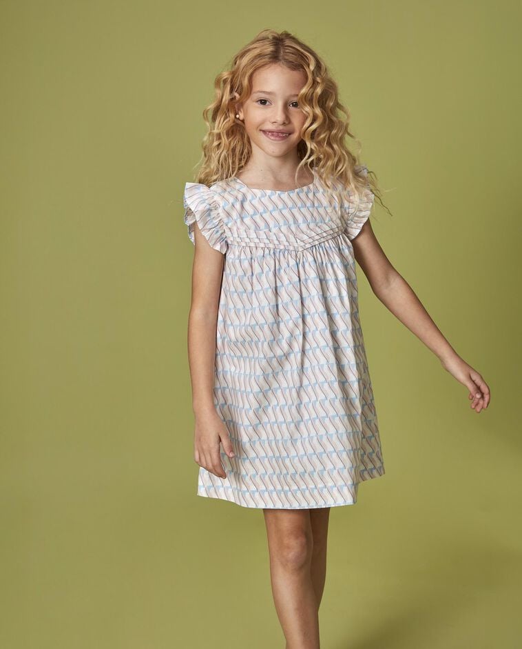 Vestido estampado geom&eacute;trico rosa