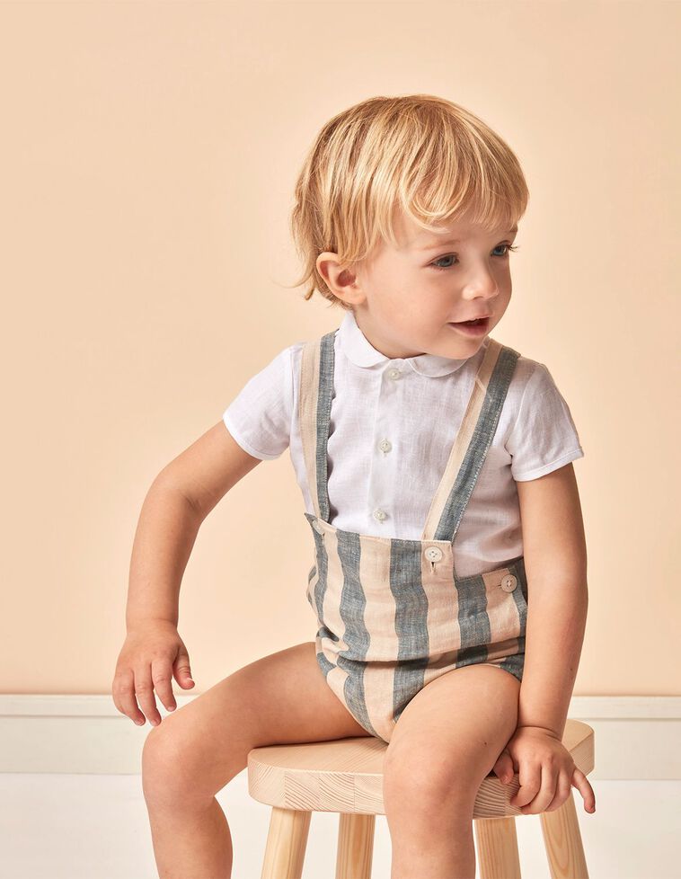 Camisa manga corta lino blanca