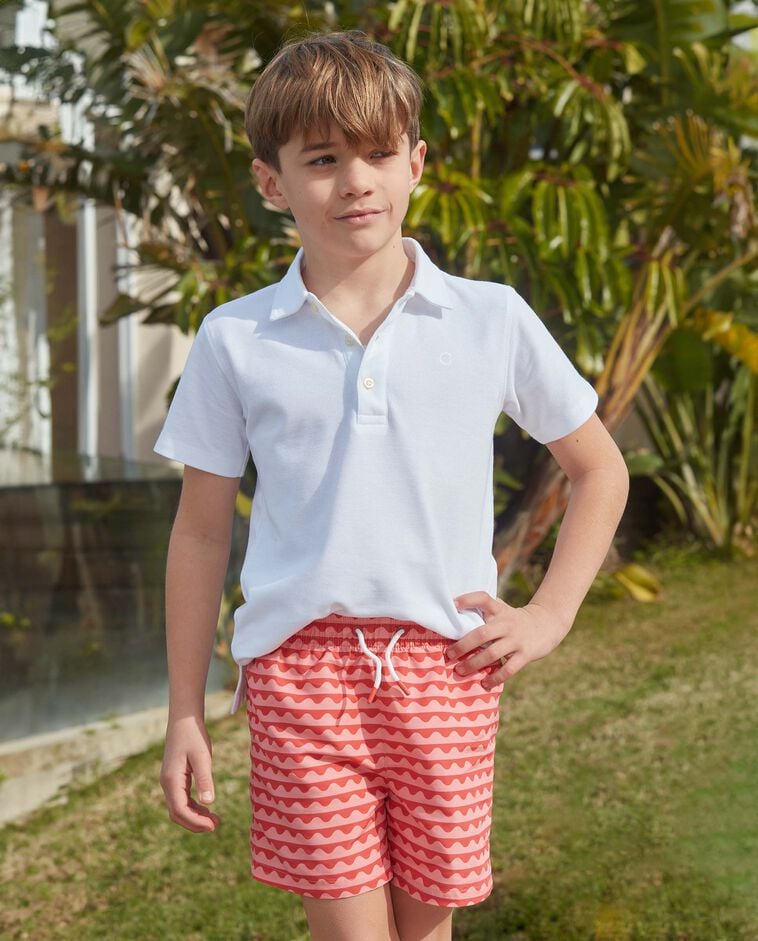 Ba&ntilde;ador estampado de ondas rosa