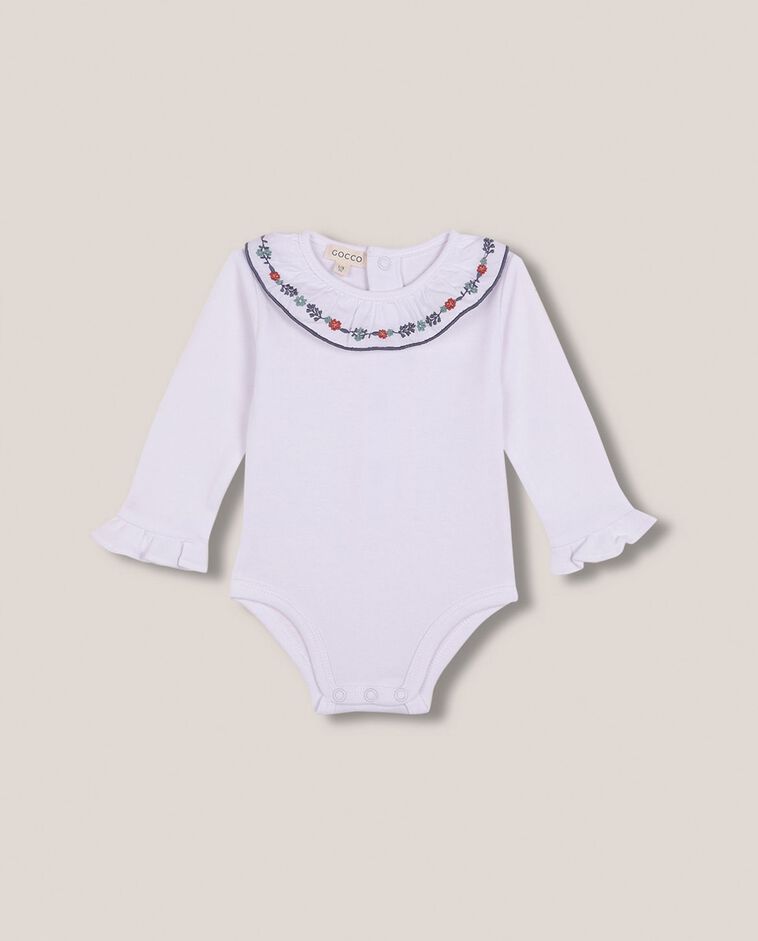 Body con cuello bordado blanco