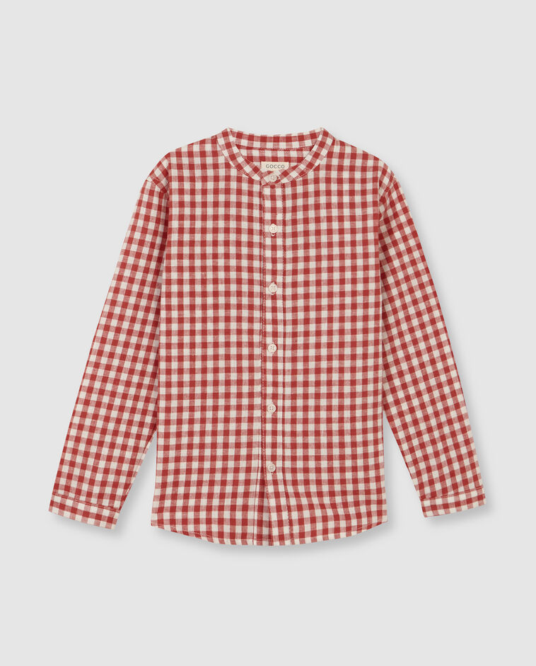 Camisa mao cuadros lino coral