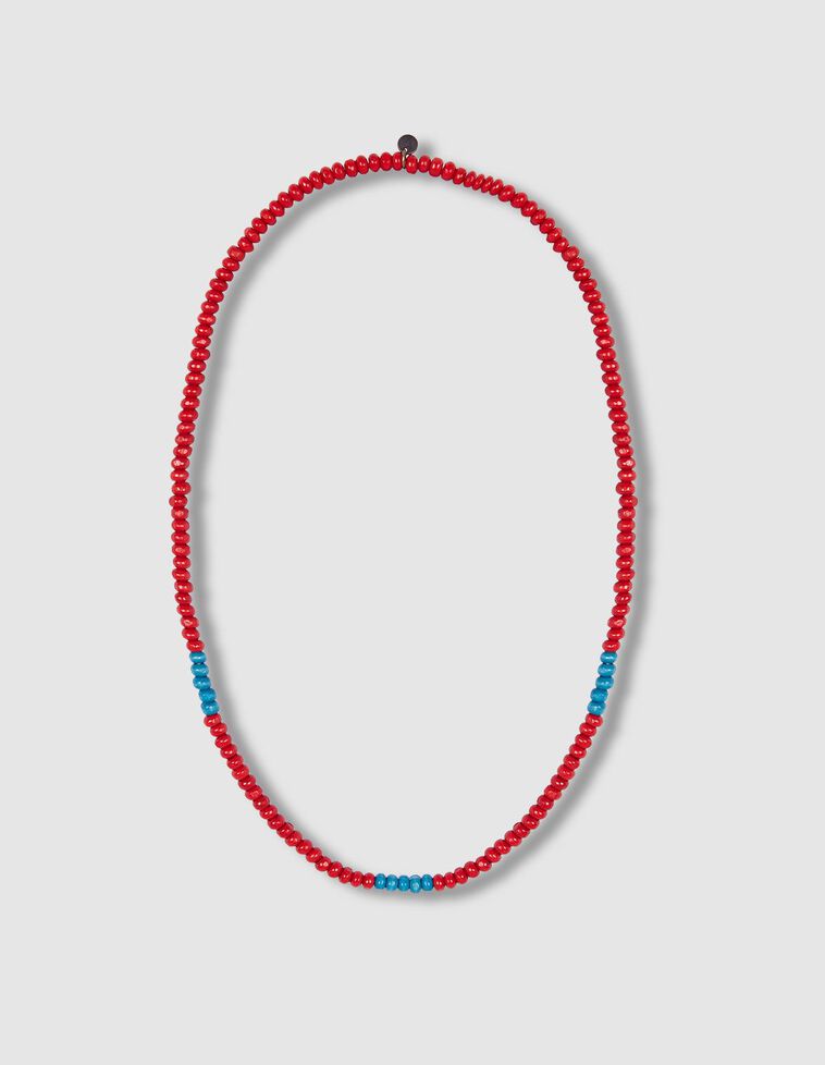 Collar de bolitas de colores naranja