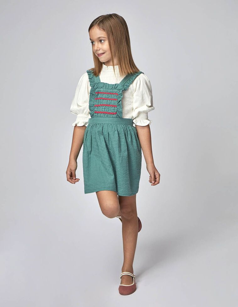 Pichi cuadro vichy con smock verde