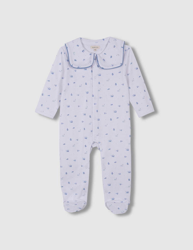 Pijama largo cuello marinero blanco 