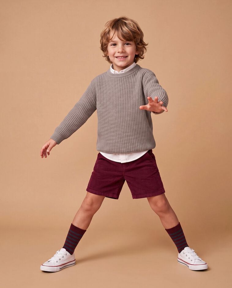 Pantal&oacute;n corto de pana rosa ni&ntilde;o