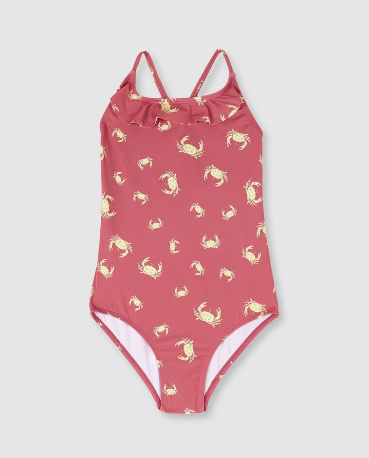 Ba&ntilde;ador de cangrejos con volante en cintura coral