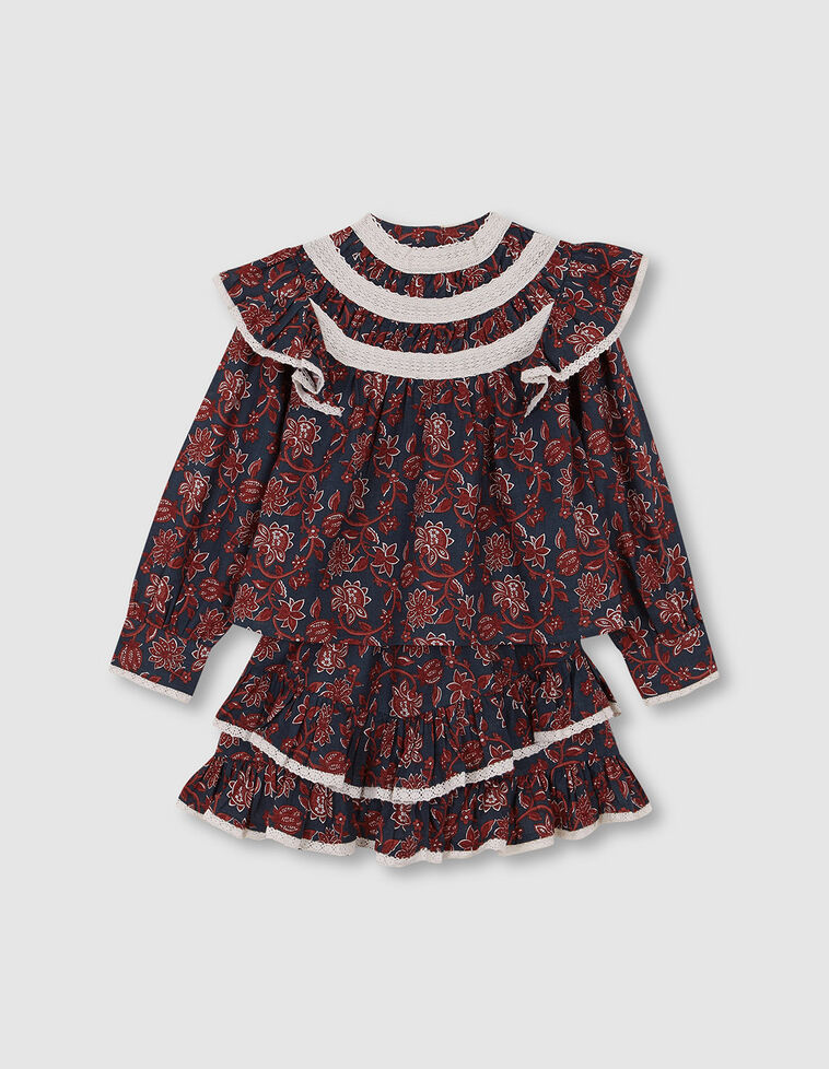 Vestido estampado de flores con volantes verde