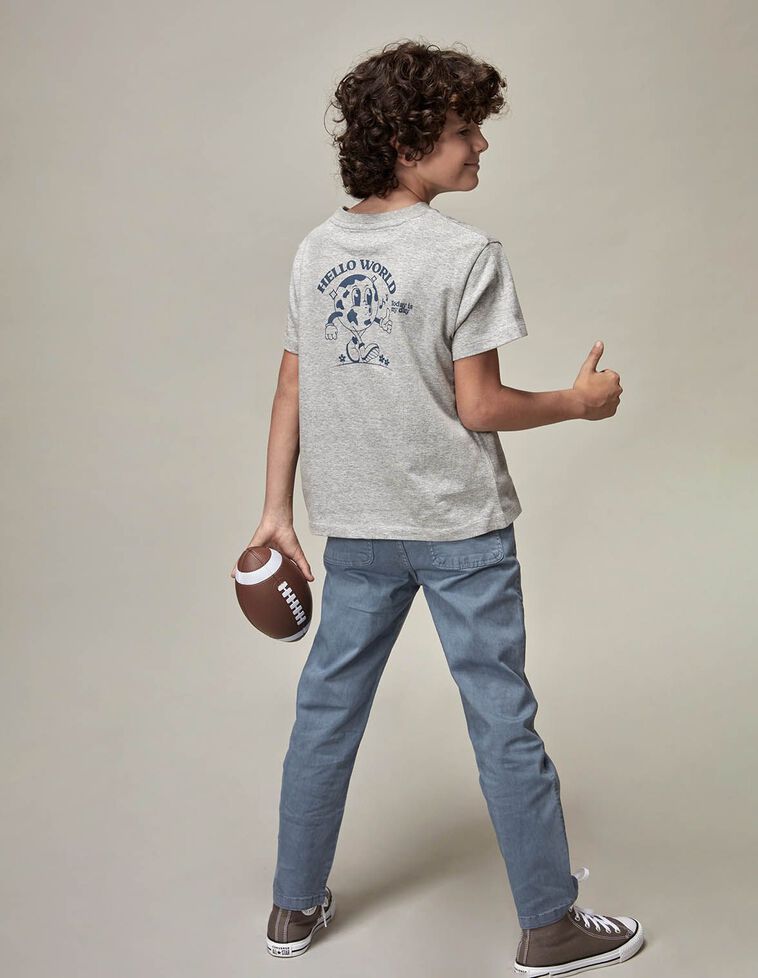 Camiseta print world gris