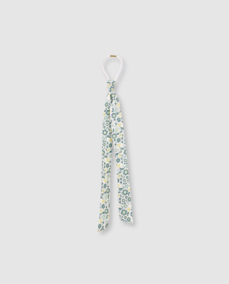 Lazo estampado flores blanco