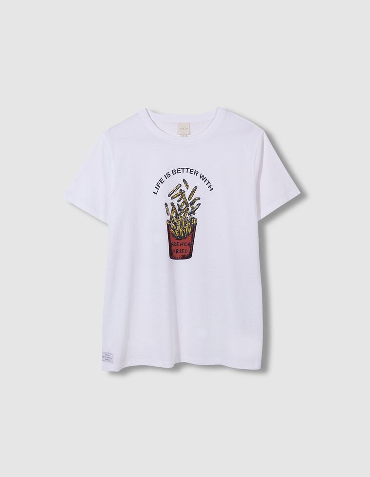 Camiseta estampada gris claro