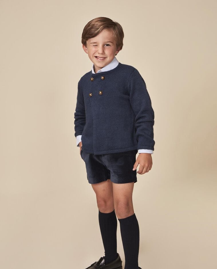 Chaqueta de punto cruzada azul ni&ntilde;o