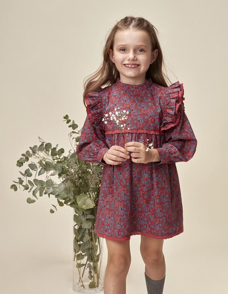 Vestido con estampado granate