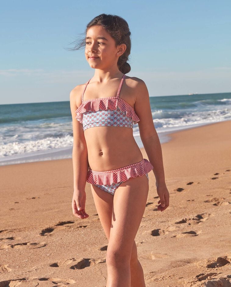 Bikini de dos estampados azul claro